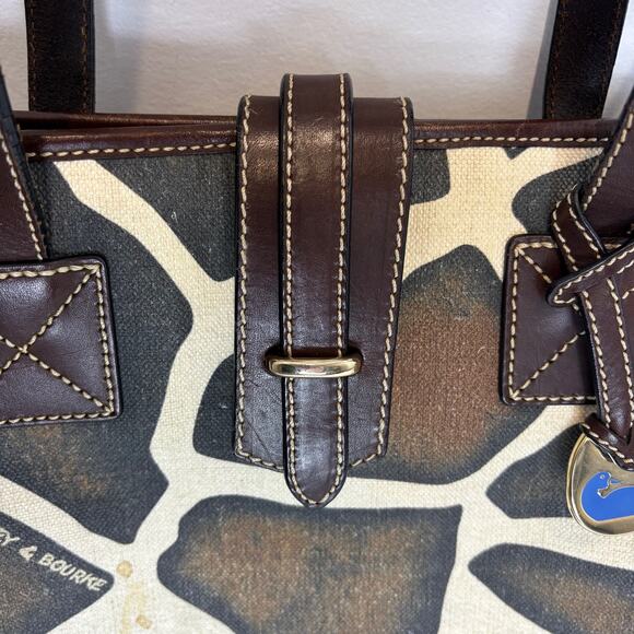 Dooney & Bourke -Giraffe Print African Safari Canvas/Leather Small Tote Handbag - Picture 3 of 14